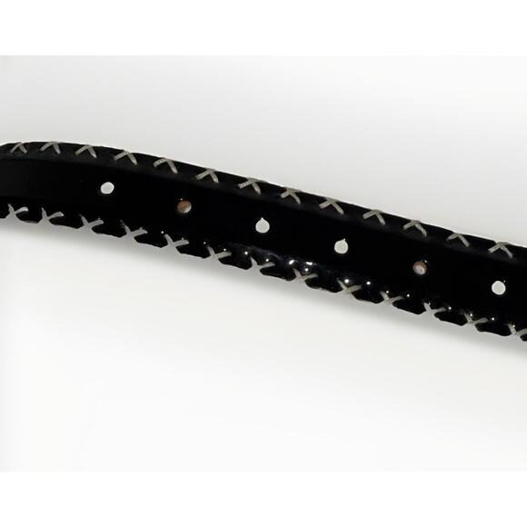 Berthille Cross Stitch Black Patent Leather Belt Luxury Hand Made In France 90 main image 6